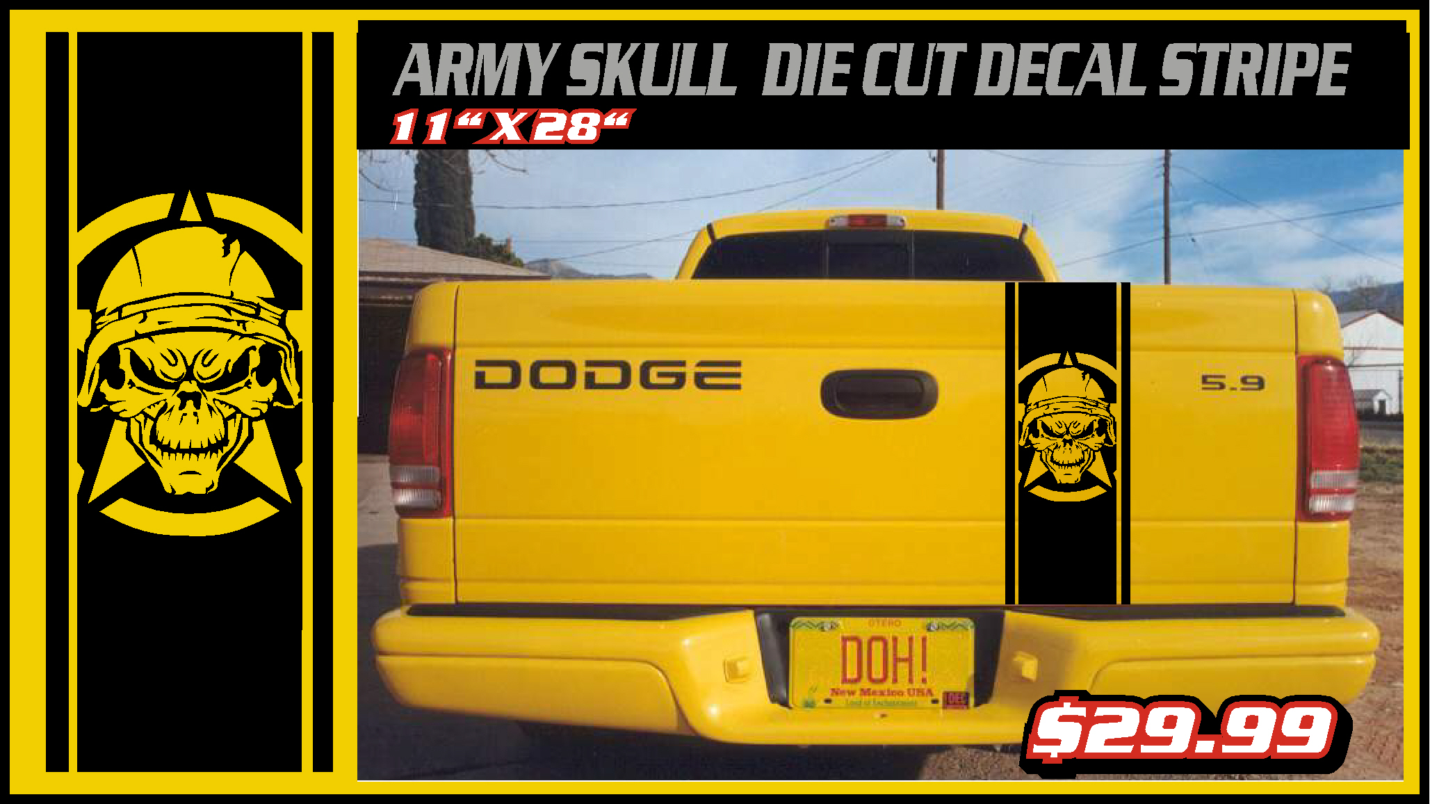 Army Skull Tailgate Graphic Decal Decals Sticker Di Cute Dodge Chevy Ford 