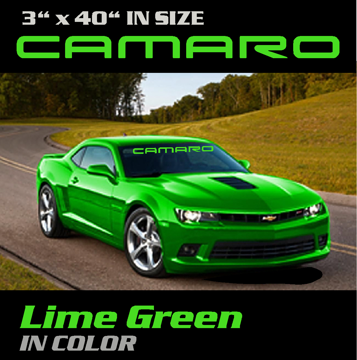 Camaro_Windshield_Banner_Decal_Lime_Gree