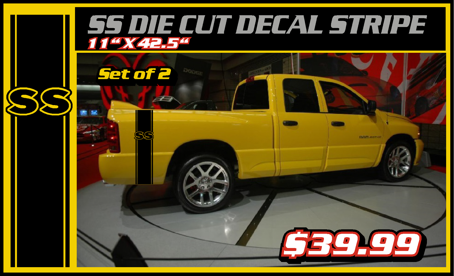 SS truck bed stripe kit decal vinyl sticker fits Dodge Chevy Ford Toyota GMC