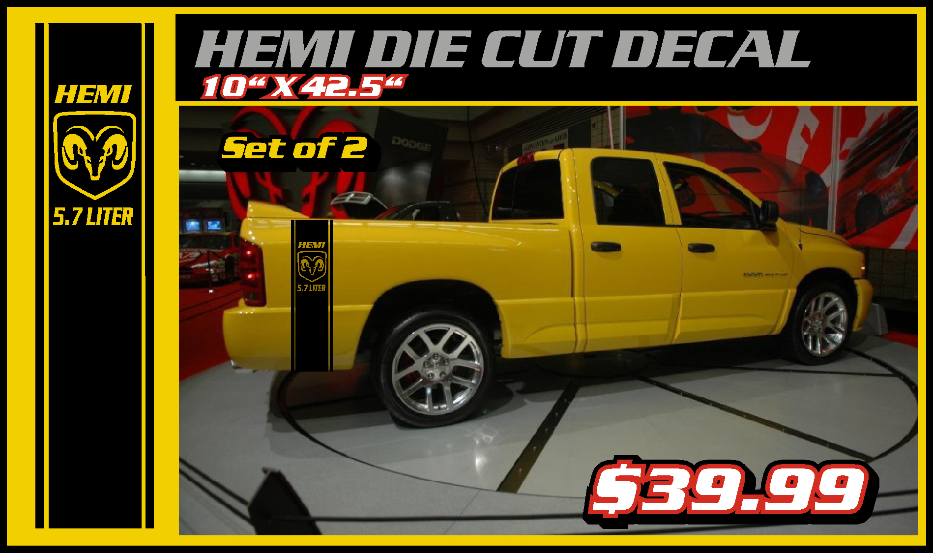 Dodge Hemi Ram Truck Side Stripe Ram 1500 2500 Decals Decal 5.7 Liter